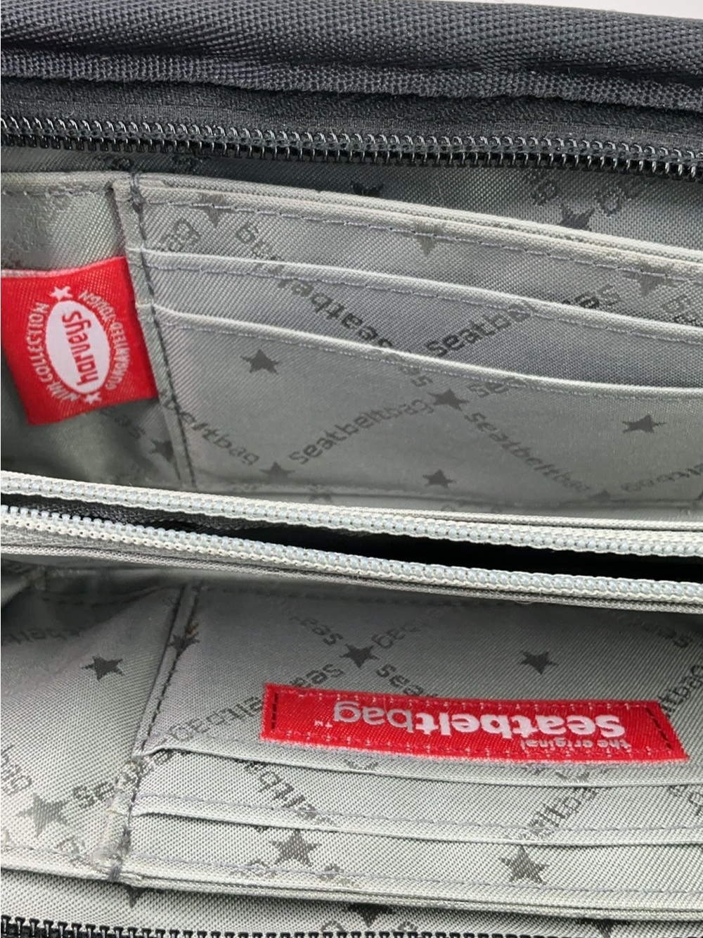 Harveys Seatbelt Bag wallet features black woven webbing and a gray. - Picture 8 of 11